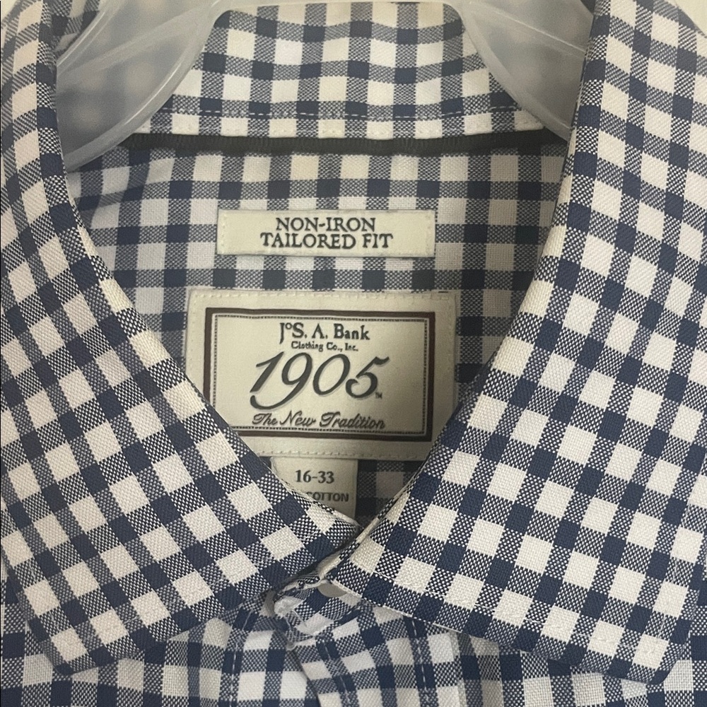 Jos. A. Bank Navy and White Checkered Shirt